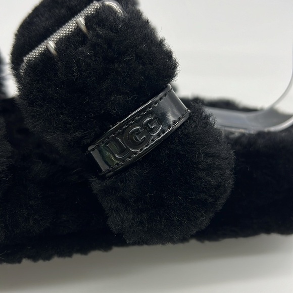 UGG - Fuzz Yeah Black 2 Buckle Sheepskin Shearling Slide Sandal Size 8 - Picture 11 of 14
